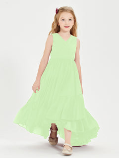 Boho Junior Bridesmaid Dresses Cascading Skirt Sage