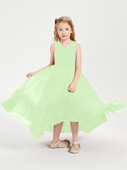 Boho Junior Bridesmaid Dresses Cascading Skirt Sage