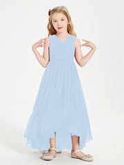 Boho Junior Bridesmaid Dresses Cascading Skirt Sky Blue