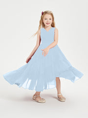 Boho Junior Bridesmaid Dresses Cascading Skirt Sky Blue