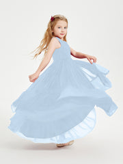 Boho Junior Bridesmaid Dresses Cascading Skirt Sky Blue