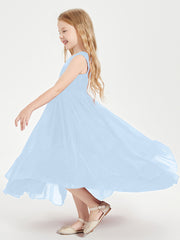 Boho Junior Bridesmaid Dresses Cascading Skirt Sky Blue