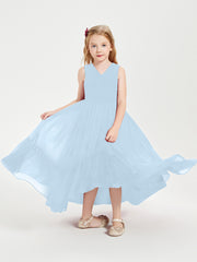 Boho Junior Bridesmaid Dresses Cascading Skirt Sky Blue