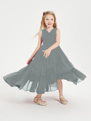 Boho Junior Bridesmaid Dresses Cascading Skirt Steel Grey