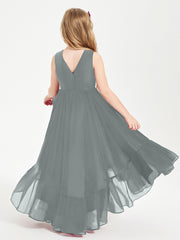 Boho Junior Bridesmaid Dresses Cascading Skirt Steel Grey