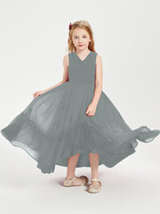 Boho Junior Bridesmaid Dresses Cascading Skirt Steel Grey