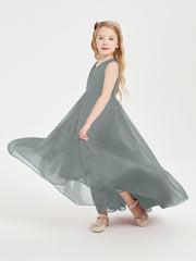 Boho Junior Bridesmaid Dresses Cascading Skirt Steel Grey