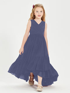 Boho Junior Bridesmaid Dresses Cascading Skirt Stormy