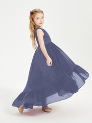 Boho Junior Bridesmaid Dresses Cascading Skirt Stormy