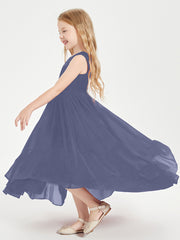 Boho Junior Bridesmaid Dresses Cascading Skirt Stormy