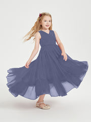 Boho Junior Bridesmaid Dresses Cascading Skirt Stormy