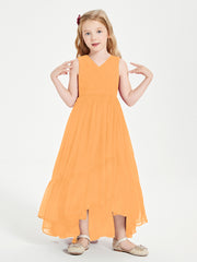 Boho Junior Bridesmaid Dresses Cascading Skirt Tangerine