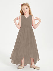 Boho Junior Bridesmaid Dresses Cascading Skirt Taupe
