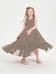 Boho Junior Bridesmaid Dresses Cascading Skirt Taupe