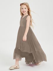 Boho Junior Bridesmaid Dresses Cascading Skirt Taupe