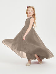 Boho Junior Bridesmaid Dresses Cascading Skirt Taupe