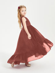 Boho Junior Bridesmaid Dresses Cascading Skirt Terracotta