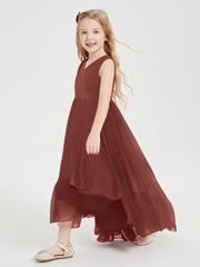Boho Junior Bridesmaid Dresses Cascading Skirt Terracotta