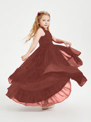 Boho Junior Bridesmaid Dresses Cascading Skirt Terracotta