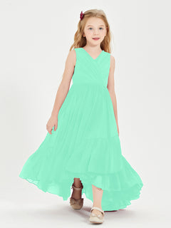 Boho Junior Bridesmaid Dresses Cascading Skirt Turquoise