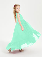 Boho Junior Bridesmaid Dresses Cascading Skirt Turquoise
