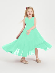 Boho Junior Bridesmaid Dresses Cascading Skirt Turquoise