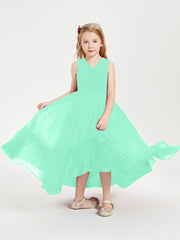 Boho Junior Bridesmaid Dresses Cascading Skirt Turquoise