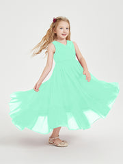 Boho Junior Bridesmaid Dresses Cascading Skirt Turquoise