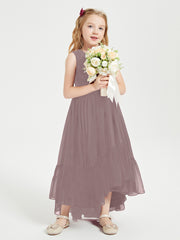 Boho Junior Bridesmaid Dresses Cascading Skirt Vintage Mauve
