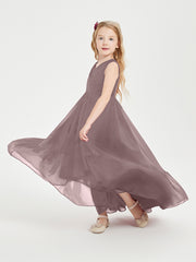 Boho Junior Bridesmaid Dresses Cascading Skirt Vintage Mauve