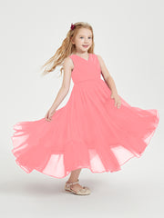 Boho Junior Bridesmaid Dresses Cascading Skirt Watermelon