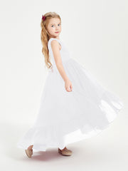 Boho Junior Bridesmaid Dresses Cascading Skirt White