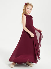 Modern Asymmetrical Junior Bridesmaid Dresses Cowl Neck Cabernet