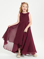 Modern Asymmetrical Junior Bridesmaid Dresses Cowl Neck Cabernet