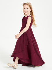 Modern Asymmetrical Junior Bridesmaid Dresses Cowl Neck Cabernet