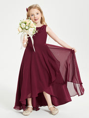 Modern Asymmetrical Junior Bridesmaid Dresses Cowl Neck Cabernet
