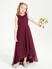 Modern Asymmetrical Junior Bridesmaid Dresses Cowl Neck Cabernet