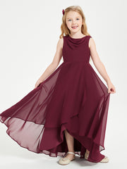 Modern Asymmetrical Junior Bridesmaid Dresses Cowl Neck Cabernet