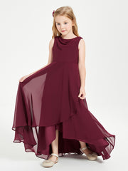 Modern Asymmetrical Junior Bridesmaid Dresses Cowl Neck Cabernet
