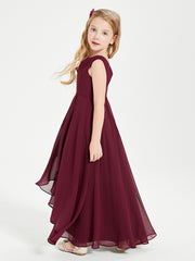 Modern Asymmetrical Junior Bridesmaid Dresses Cowl Neck Cabernet