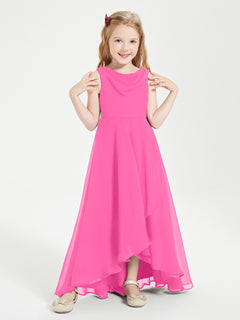 Modern Asymmetrical Junior Bridesmaid Dresses Cowl Neck Azalea