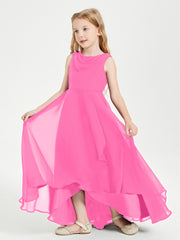 Modern Asymmetrical Junior Bridesmaid Dresses Cowl Neck Azalea
