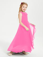 Modern Asymmetrical Junior Bridesmaid Dresses Cowl Neck Azalea
