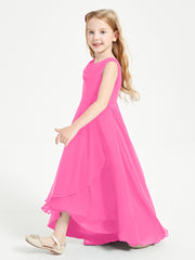 Modern Asymmetrical Junior Bridesmaid Dresses Cowl Neck Azalea