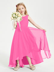 Modern Asymmetrical Junior Bridesmaid Dresses Cowl Neck Azalea