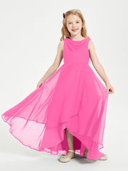 Modern Asymmetrical Junior Bridesmaid Dresses Cowl Neck Azalea