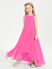 Modern Asymmetrical Junior Bridesmaid Dresses Cowl Neck Azalea