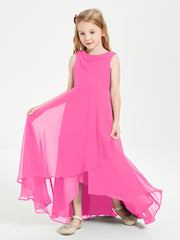 Modern Asymmetrical Junior Bridesmaid Dresses Cowl Neck Azalea