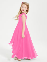 Modern Asymmetrical Junior Bridesmaid Dresses Cowl Neck Azalea