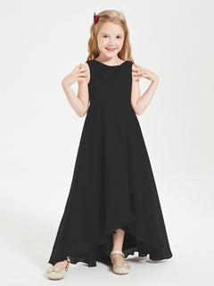 Modern Asymmetrical Junior Bridesmaid Dresses Cowl Neck Black